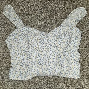JAPNA Cream Cropped Floral Top
